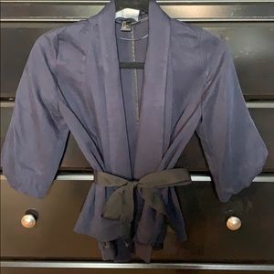 H&M Tie Front Jacket with Bell Sleeves in Navy, 2